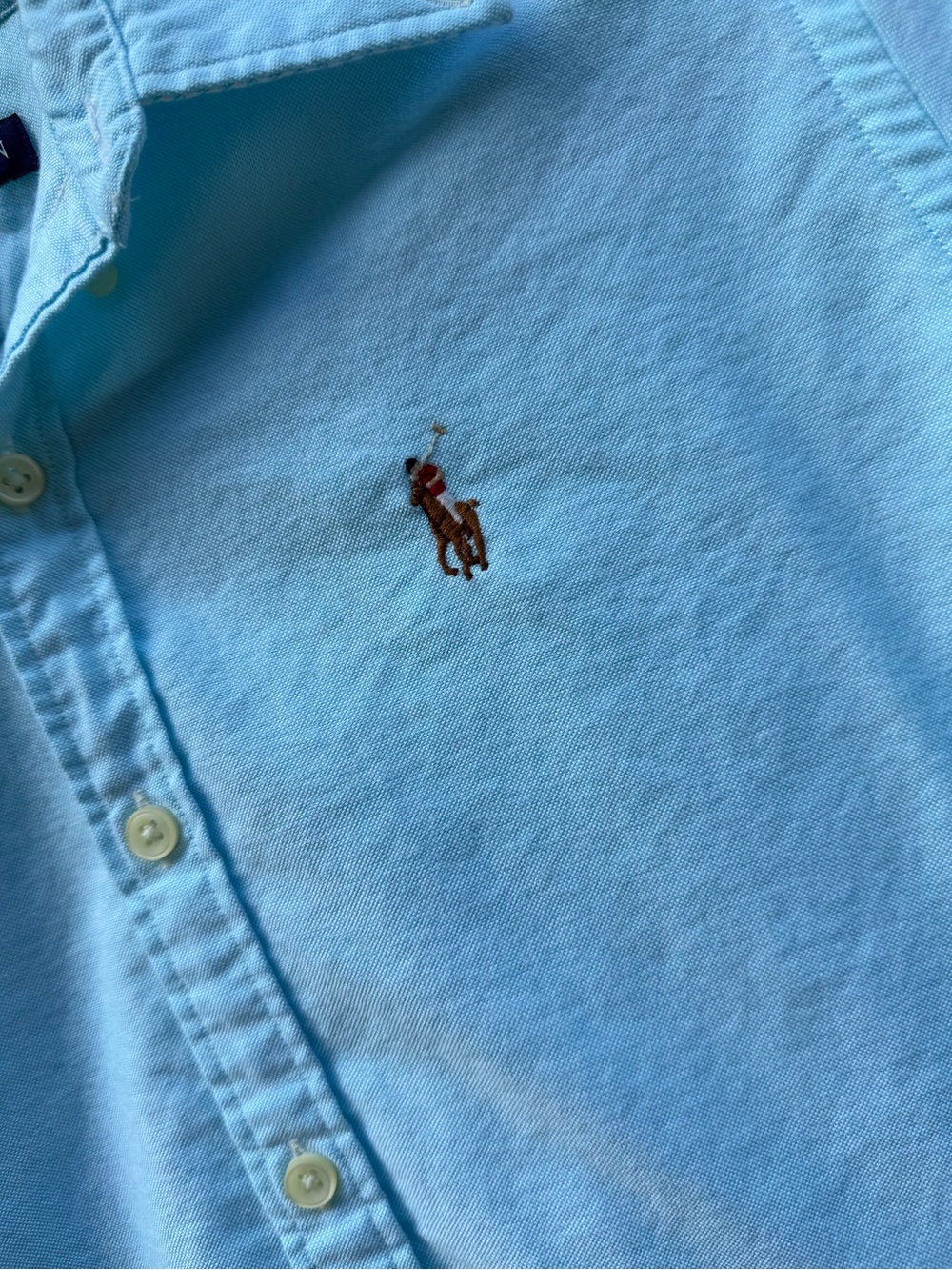 Vtg 90s Polo Ralph Lauren size 6 blue label turquoise Button-Down Oxford Shirt - Picture 3 of 6